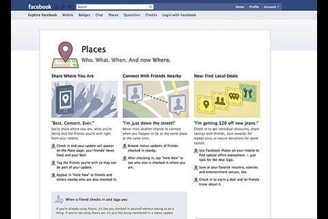 Facebook Places allows users to check in to locations, including stores.